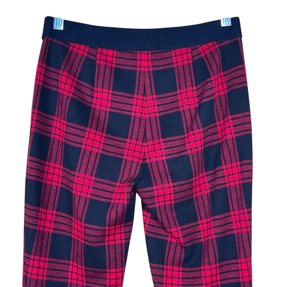 Talbots Red & Black Plaid Stretch Knit Straight Leg Pants Leggings Size 2 EUC - Picture 9 of 10